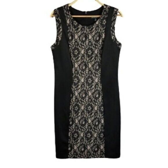 Cynthia Rowley Stretchy Black Lace Sheath Dress - Picture 1 of 7